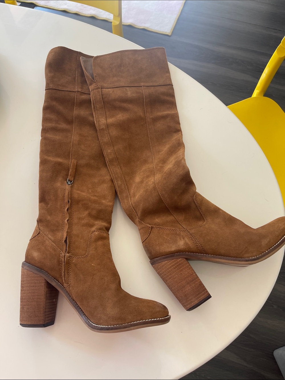 Women's Brown Suede Over-the-Knee Block Heel Boots